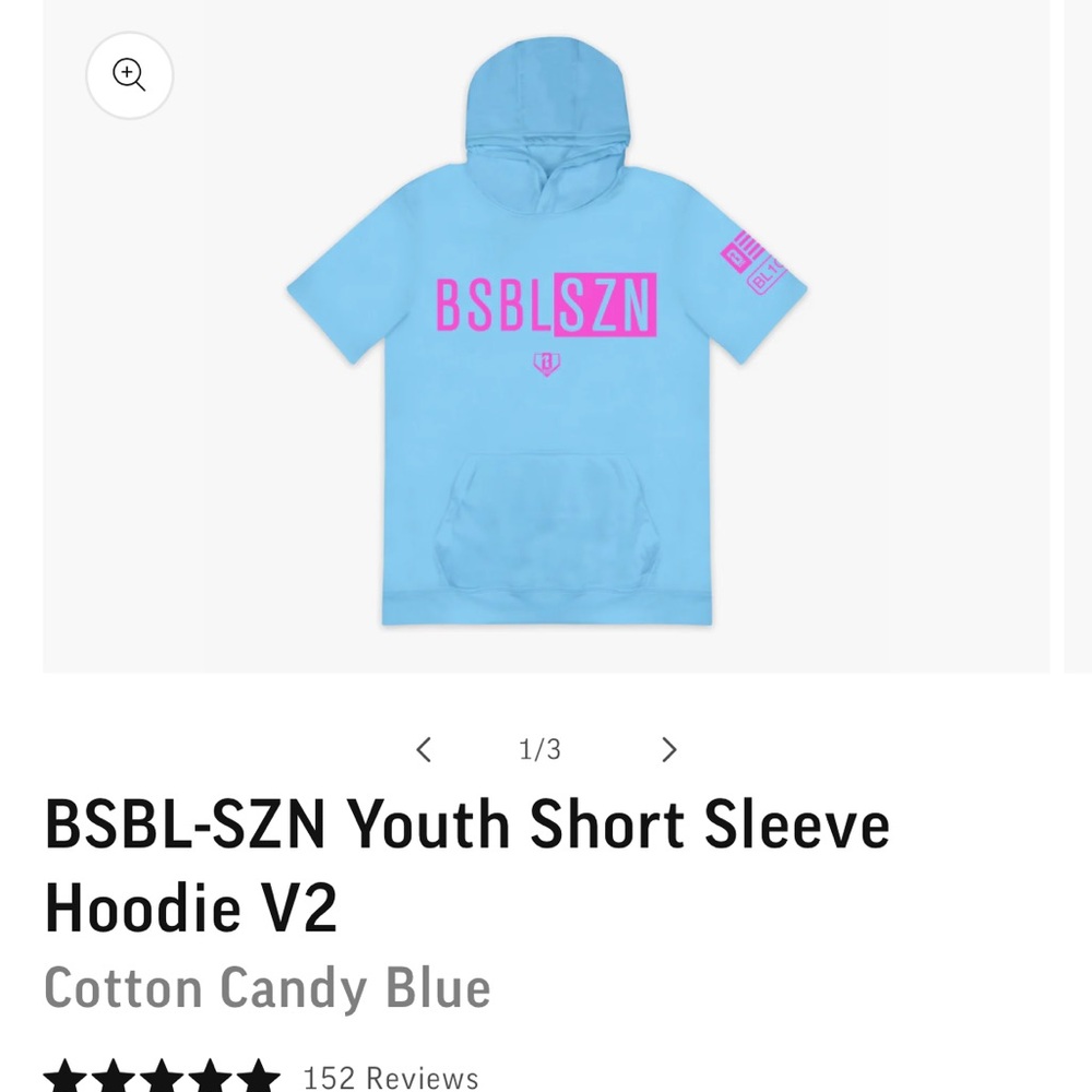 BSBL-SZN Youth Hoodie in Light Blue